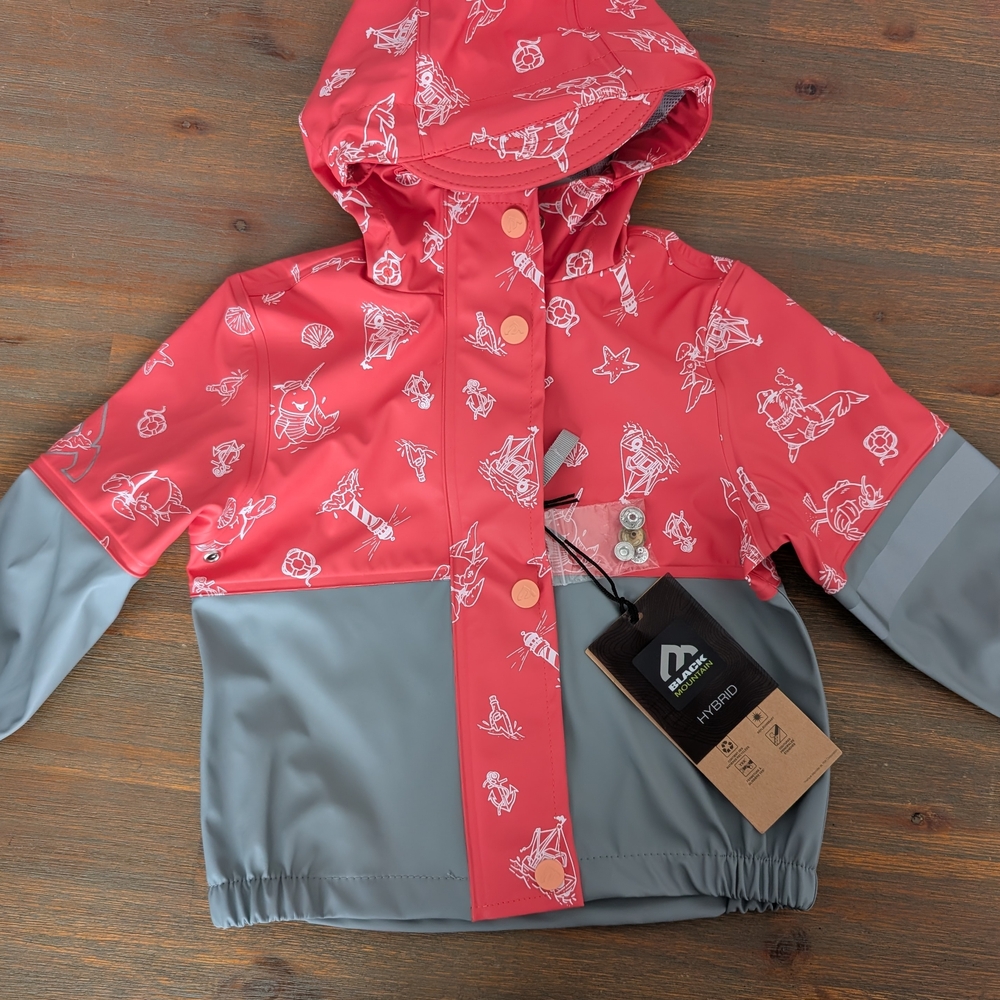 Stylish Pink and Gray Kids Raincoat NWT